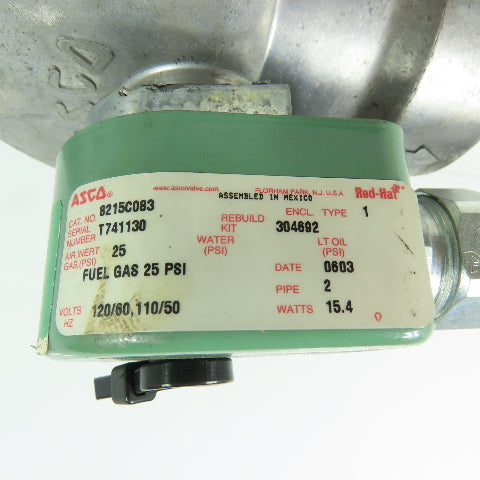 Asco 8215C083 2" Solenoid Gas Valve 25PSI 50/60Hz 120V Coil