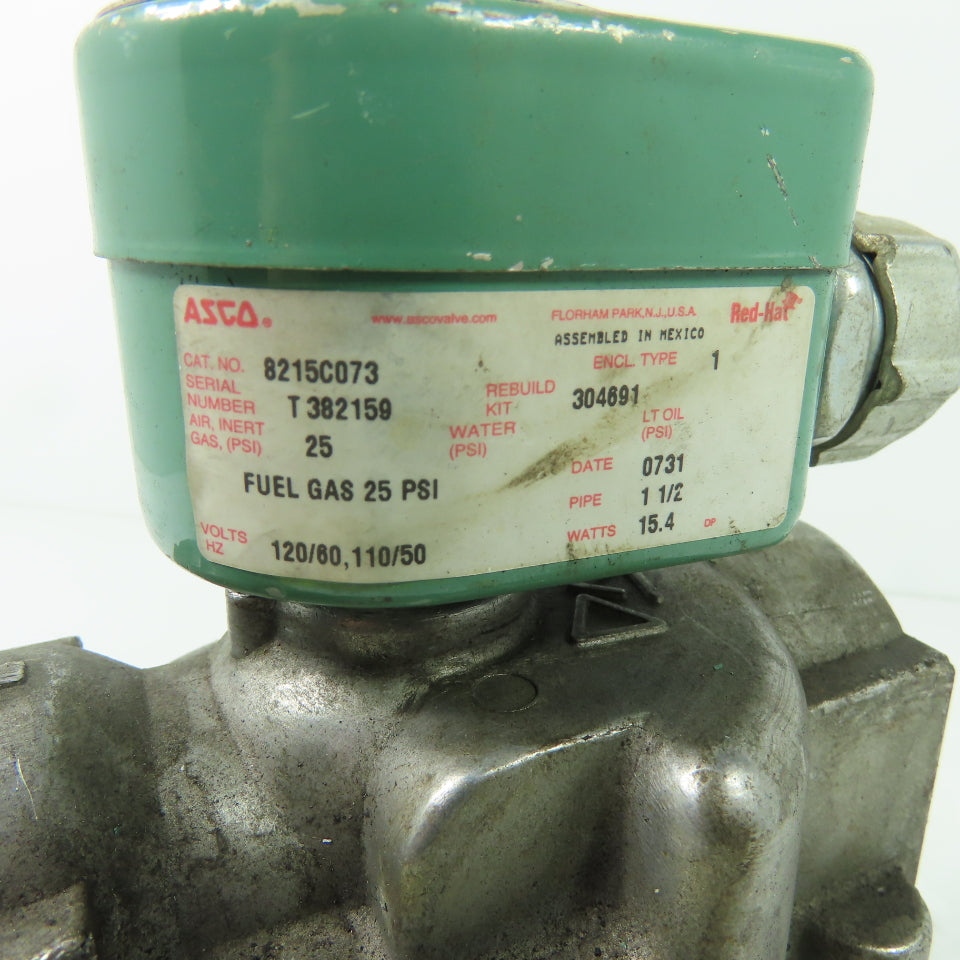Asco 8215C073 1-1/2" Solenoid Gas Valve 25PSI 50/60Hz 120V Coil