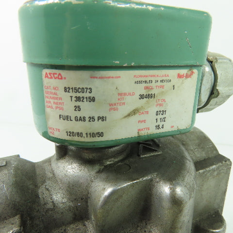 Asco 8215C073 1-1/2" Solenoid Gas Valve 25PSI 50/60Hz 120V Coil