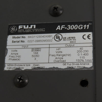 GE Fuji AF-300G11 40HP Variable Frequency Drive 230VAC 3-Phase