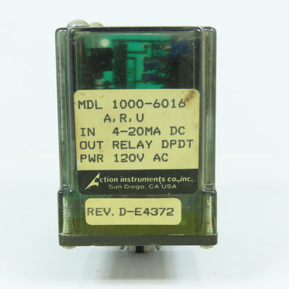 Action Instrument 1000-6016 Relay Switching DPDT 4-20MA DC 120VAC Input