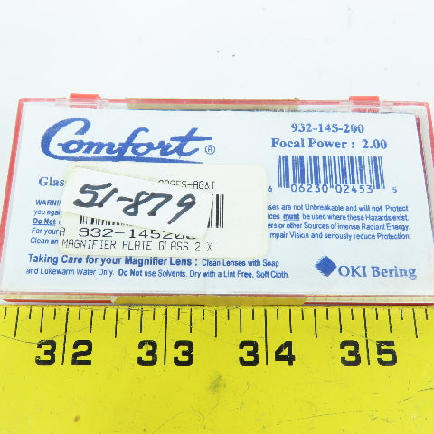 Comfort 932-145-200 Magnifier Glass Plate Lens 2"x 4-1/4" Focal Power:2.00 Lot/2