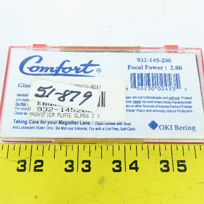 Comfort 932-145-200 Magnifier Glass Plate Lens 2"x 4-1/4" Focal Power:2.00 Lot/2