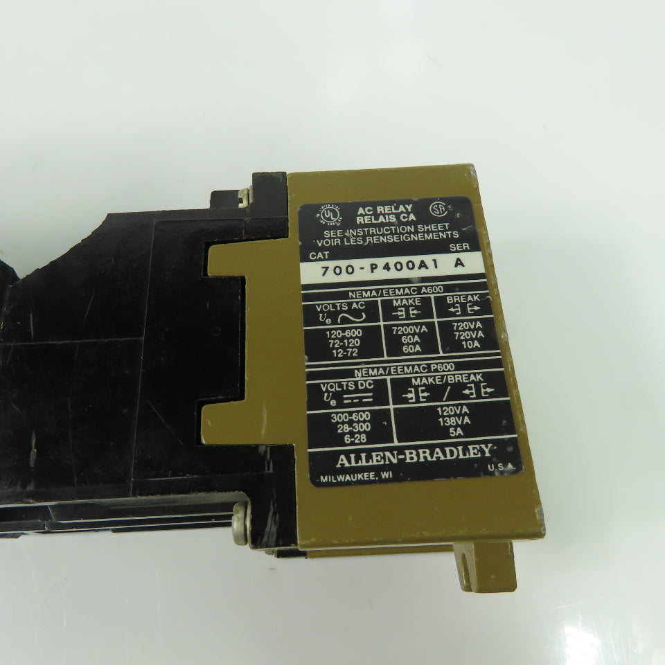 Allen Bradley 700-P800A1 Ser A AC Control Relay 120V Coil Bulletin 700 Lot Of 3