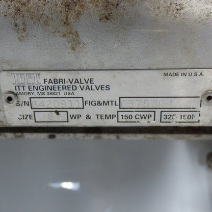 Fabri-Valve C37S304 Size 6" Air Cylinder Actuated Knife Gate Valve 150CWP