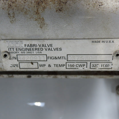Fabri-Valve C37S304 Size 6" Air Cylinder Actuated Knife Gate Valve 150CWP