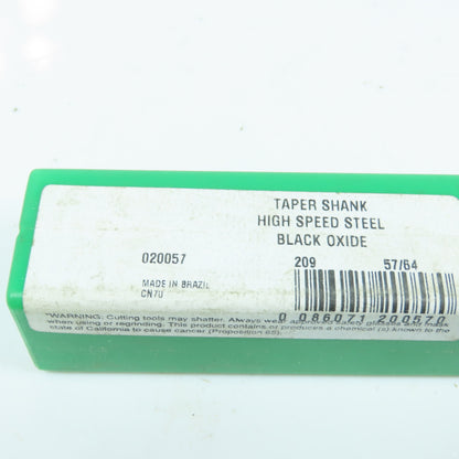 PTD 020057 57/64" HSS Drill Bit Black Oxide 2-Flute 118° Angle 3MT Shank 11" L