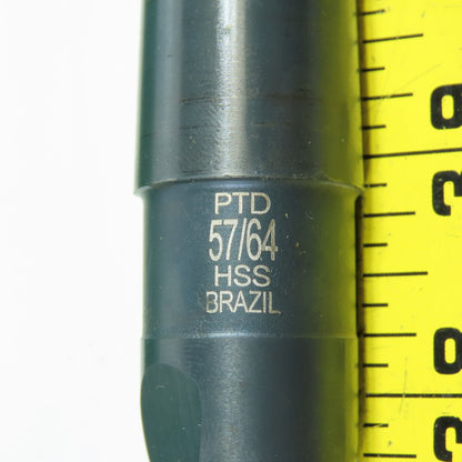 PTD 020057 57/64" HSS Drill Bit Black Oxide 2-Flute 118° Angle 3MT Shank 11" L