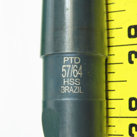 PTD 020057 57/64" HSS Drill Bit Black Oxide 2-Flute 118° Angle 3MT Shank 11" L
