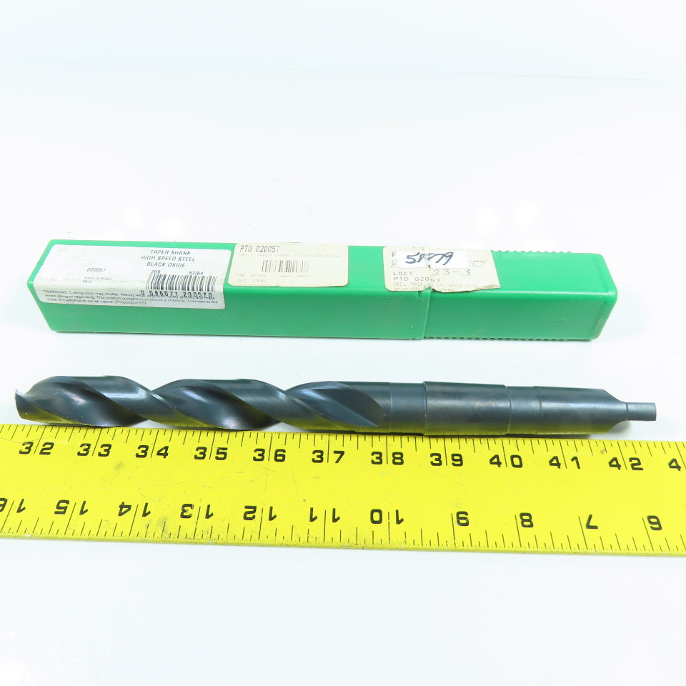 PTD 020057 57/64" HSS Drill Bit Black Oxide 2-Flute 118° Angle 3MT Shank 11" L