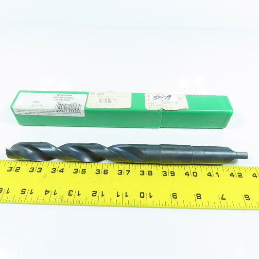 PTD 020057 57/64" HSS Drill Bit Black Oxide 2-Flute 118° Angle 3MT Shank 11" L
