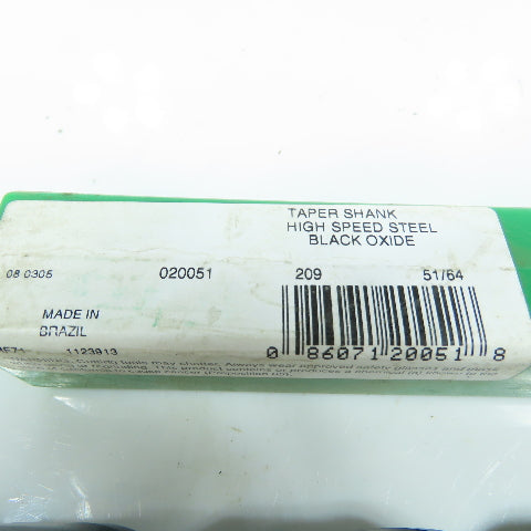 PTD 020051 51/64" HSS Drill Bit Black Oxide 2-Flute 118° Angle 3MT Shank