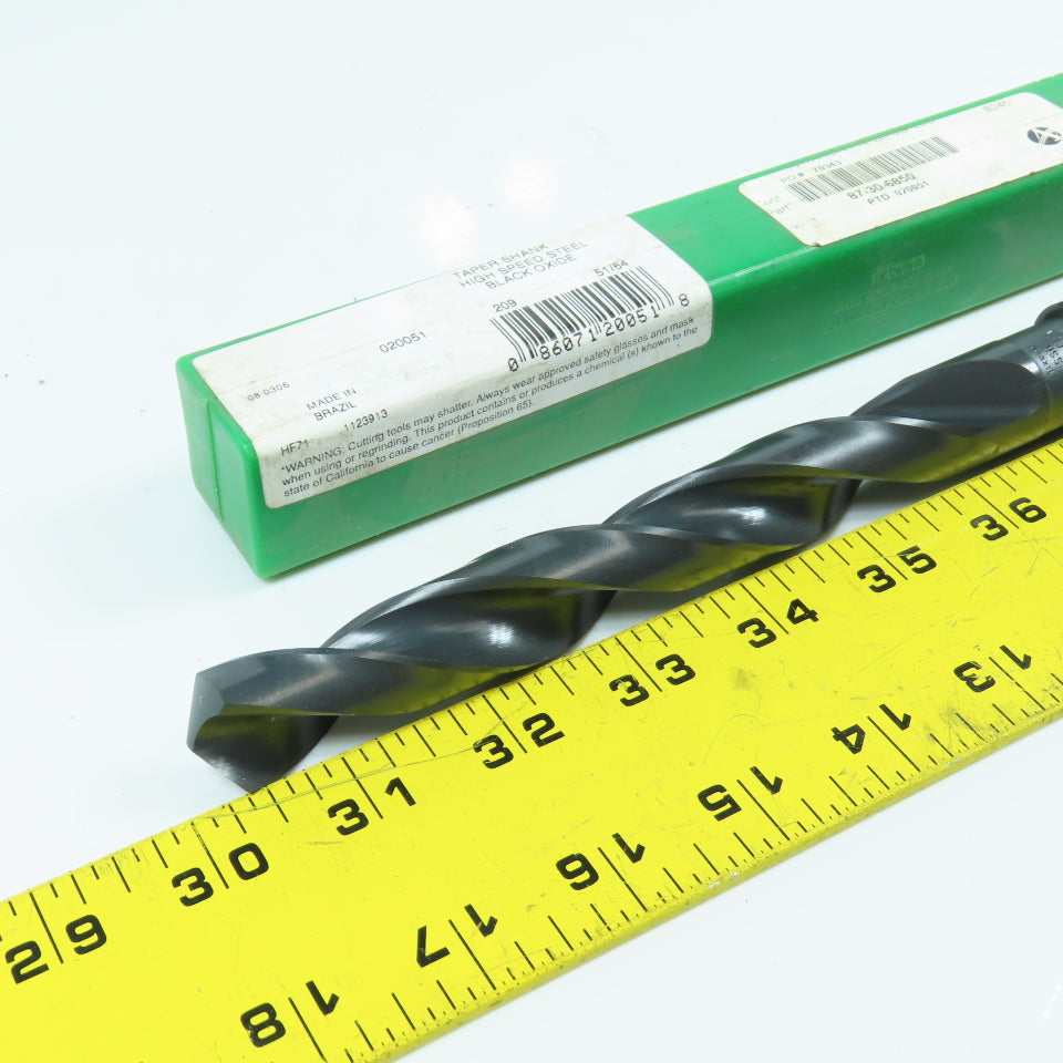 PTD 020051 51/64" HSS Drill Bit Black Oxide 2-Flute 118° Angle 3MT Shank