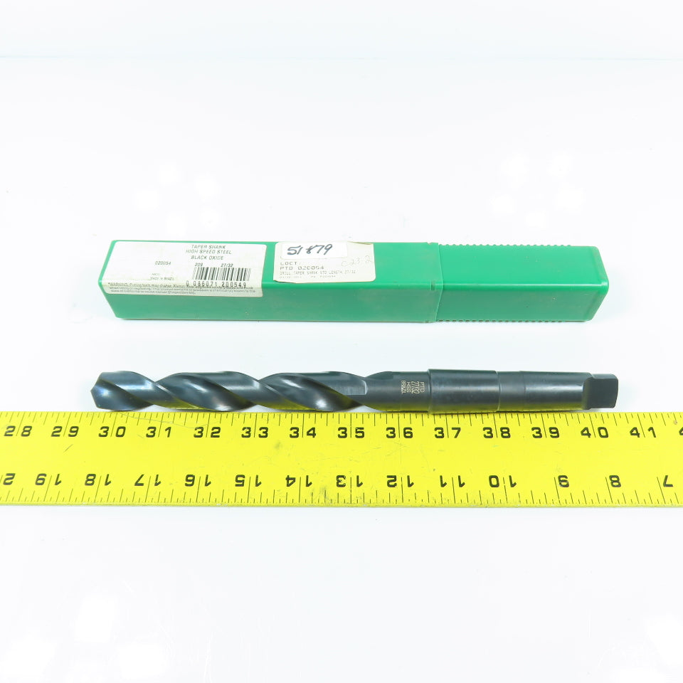 PTD 020054 27/32" HSS Drill Bit Black Oxide 2-Flute 118° Angle 3MT Shank