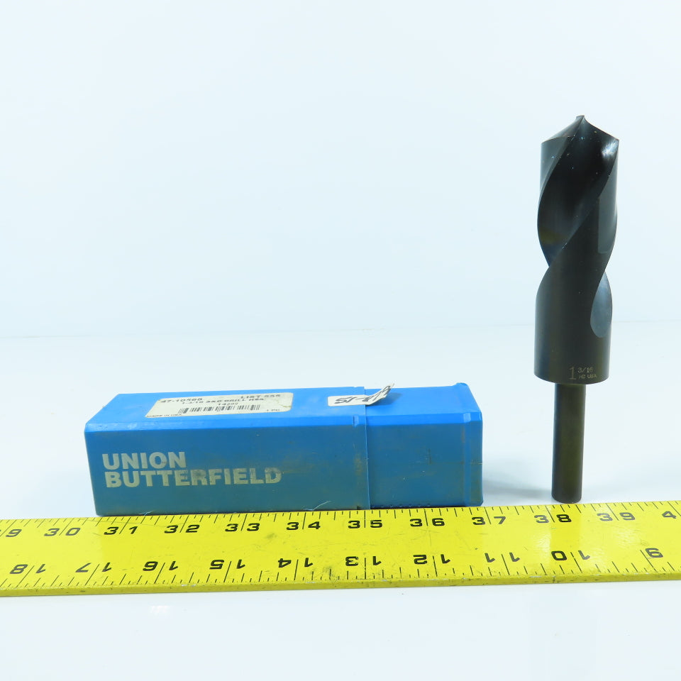 Union Butterfield 1-3/16" HSS Black Oxide Drill Bit 118° 2-Flute 1/2" Shank