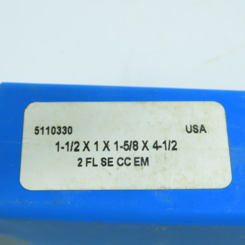 Union 5110330 1-1/2" x 1" x 1-5/8 2 Flute Spiral End Mill 1" Weldon HSS 4.5" OAL