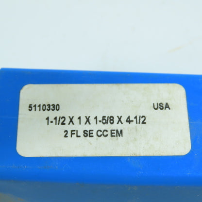 Union 5110330 1-1/2" x 1" x 1-5/8 2 Flute Spiral End Mill 1" Weldon HSS 4.5" OAL
