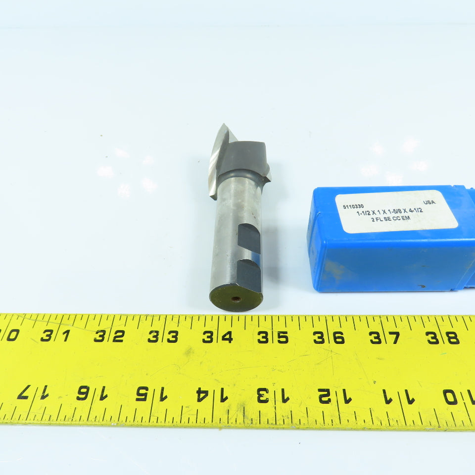 Union 5110330 1-1/2" x 1" x 1-5/8 2 Flute Spiral End Mill 1" Weldon HSS 4.5" OAL