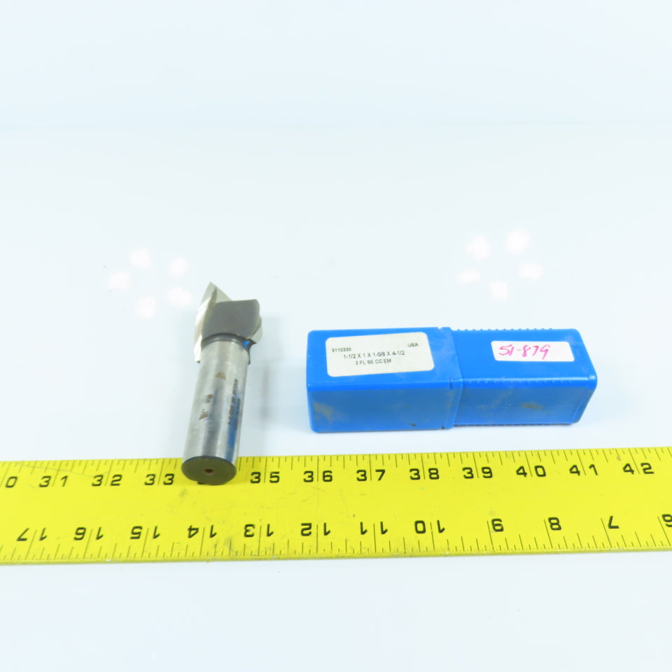 Union 5110330 1-1/2" x 1" x 1-5/8 2 Flute Spiral End Mill 1" Weldon HSS 4.5" OAL