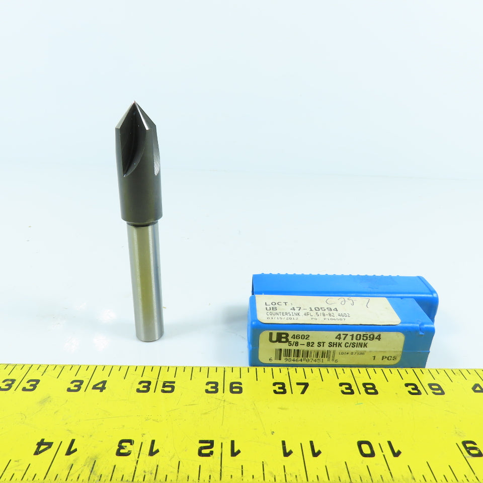 Union Butterfield 4710594 8/5" x 82° HSS 4-Flute Countersink 1/2" Shank 4" OAL