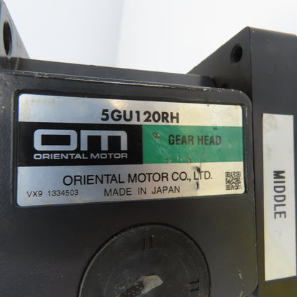 Oriental Motor 5GU120RH 120:1 Ratio Gear Head W/ Reversable 5RK60GU-AWT 110V