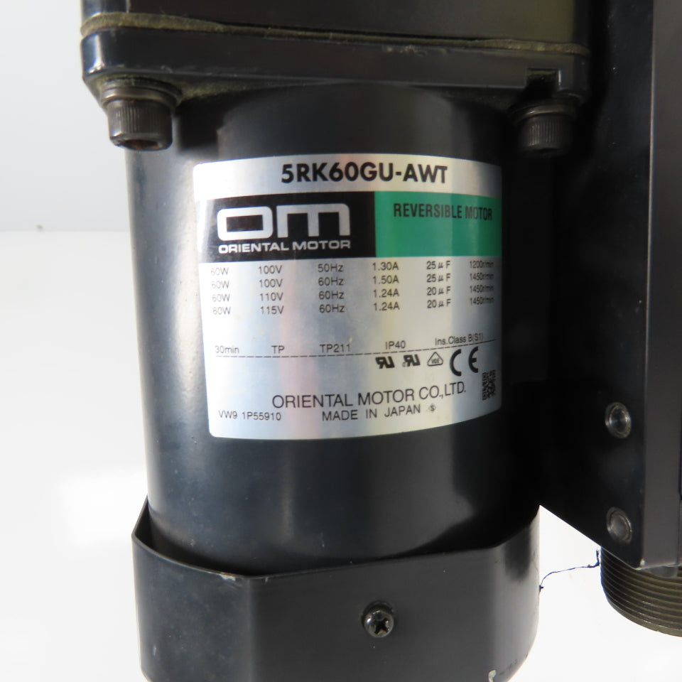 Oriental Motor 5GU120RH 120:1 Ratio Gear Head W/ Reversable 5RK60GU-AWT 110V