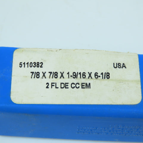 Union 5110382 7/8" x 7/8" x 1-9/16" Double Ended Square End Mill 2-Flute HS USA
