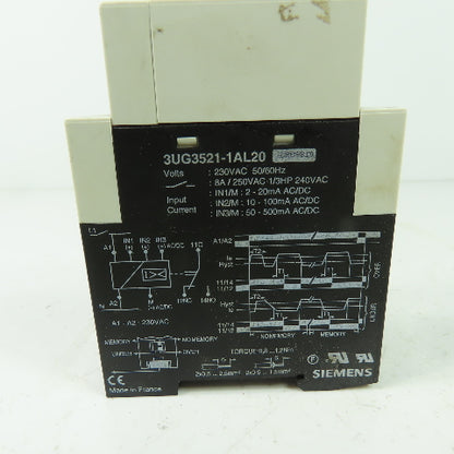 Siemens 3UG3521-1AL20 Control Monitoring Relay 230VAC 50/60Hz