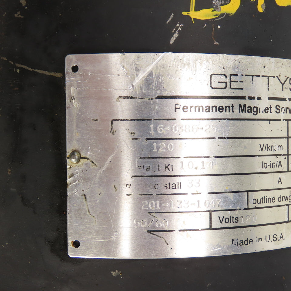 Gettys 16-0386-25 120VDC Permanent Magnet Servo Motor 1-3/8" Shaft 180 LB Torq
