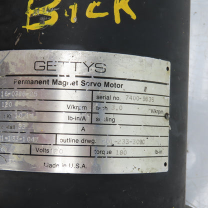Gettys 16-0386-25 120VDC Permanent Magnet Servo Motor 1-3/8" Shaft 180 LB Torq