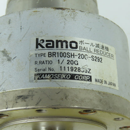 Kamo BR100SH-20G-S292 Ball Type Gear Speed Reducer R. Ratio 1/20G