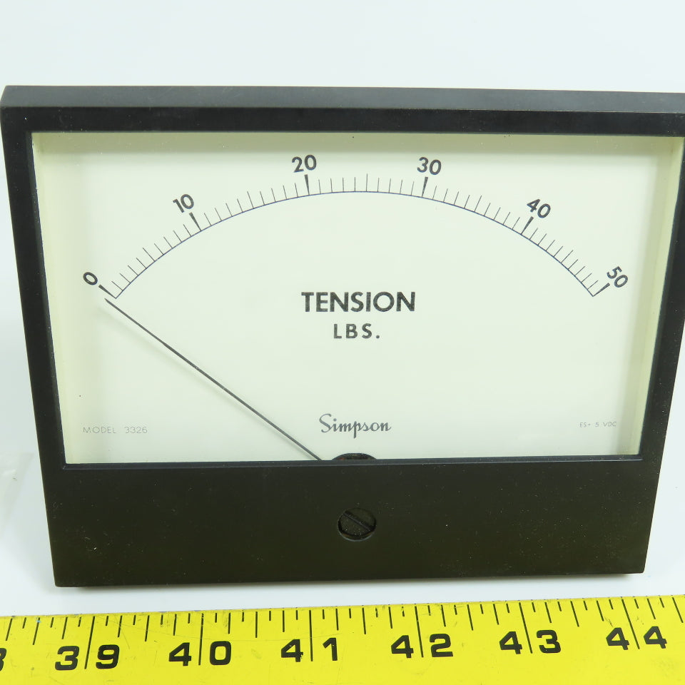Simpson 3326A-S 3326 Panel Mount Tension LBS. Meter 0-50 5VDC N05301 NEW