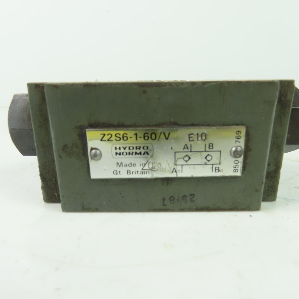 Hydro Norma Z2S6-1-60/V Hydraulic Control Sandwich Valve