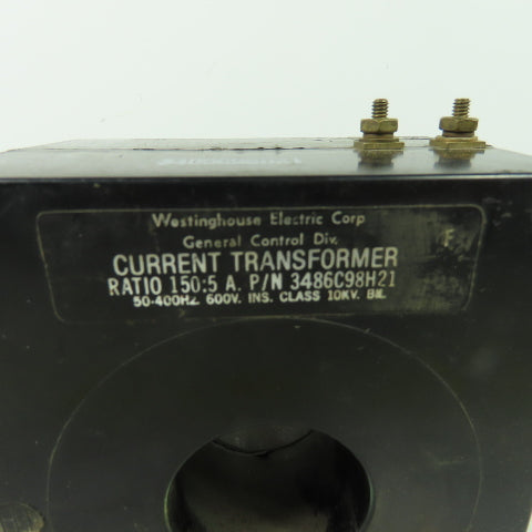 Westinghouse 3486C98H21 150:5 Current Transformer 600V 10KV 50-400Hz