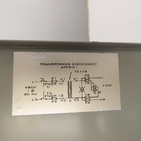 Daykin APFS-01 2000VA Enclosed Transformer Disconnect Pri 480V Sec 120V
