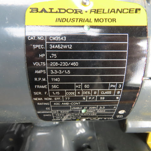 Flowserve 2GASM1D0 0.75HP 4 Gallon Rotary Gear Pump W/Baldor CM3543 Motor Tested