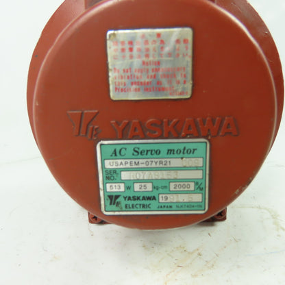 Yaskawa USAPEM-07YR212 AC Servo Motor 2000RPM 513W