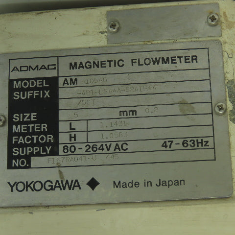 Yokogawa AM 105AG-AB1-LSA*A Admac Magnetic Flowmeter 0-246VAC Size 5