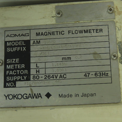 Yokogawa AM 105AG-AB1-LSA*A Admac Magnetic Flowmeter 0-246VAC Size 5