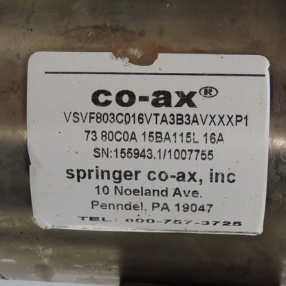 Co-Ax VSVF803C016VTA3B3AVXXXP1 Externally Air Controlled Valve 115V