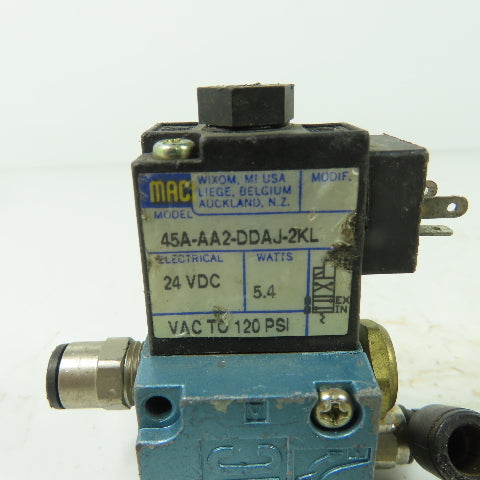 MAC 45A-AA2-DDAJ-2KL 4-W Solenoid Valve 24VDC 5.4W 120PSI 1/8" NPT