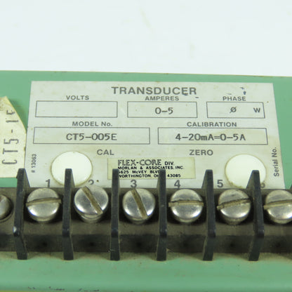 Morlan CT5-005E Flex-Core Transducer 0-5A 115VAC Input