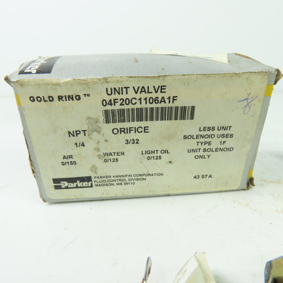Parker 04F20C1106A1F Solenoid Valve Coil Only 1/4" NPT Orifice 3/32
