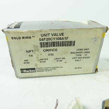 Parker 04F20C1106A1F Solenoid Valve Coil Only 1/4" NPT Orifice 3/32