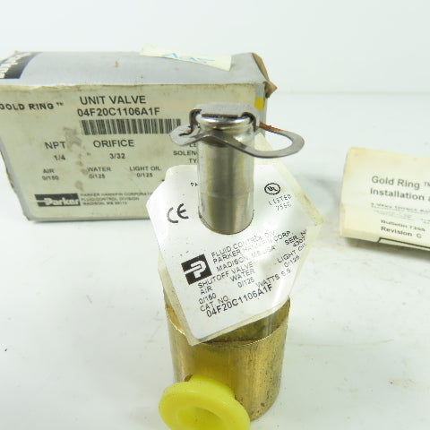 Parker 04F20C1106A1F Solenoid Valve Coil Only 1/4" NPT Orifice 3/32