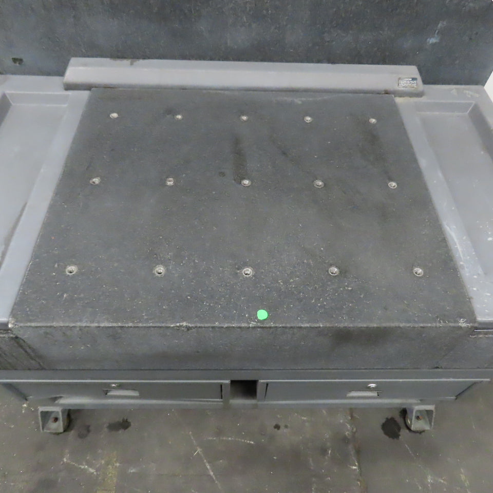 31.5" x 26.5" x 21"H Black Granite Layout Surface Angle Plate 8" Thick W/ Stand