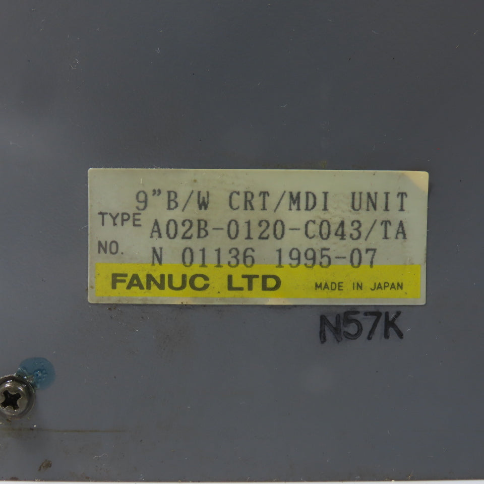 Fanuc A02B-0120-C043/TA Series 16-TT 9" B/W CRT/MDI Control Unit A61L-0001-0093