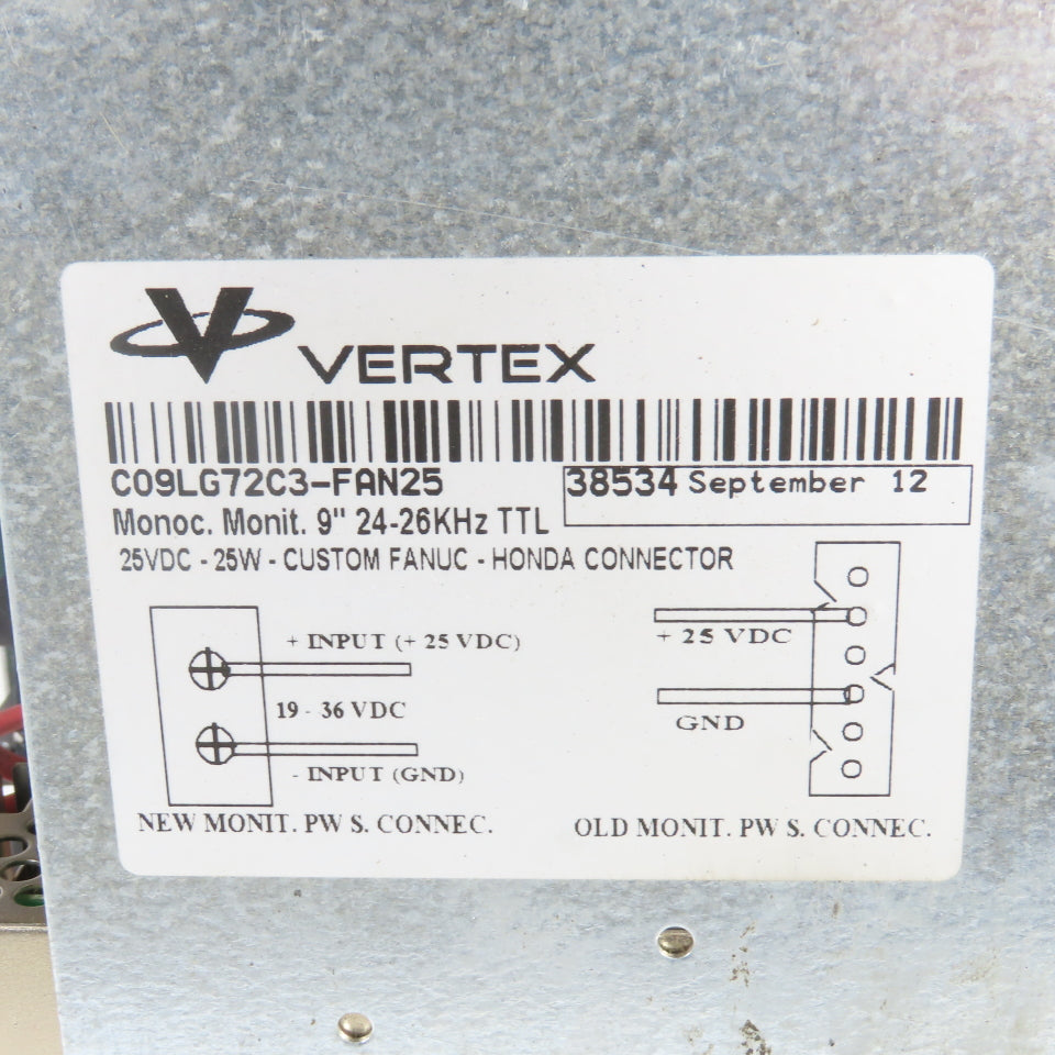Fanuc A02B-0120-C043/TA Series 16-TT 9" B/W CRT/MDI Control Unit A61L-0001-0093