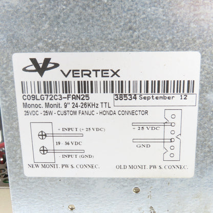 Fanuc A02B-0120-C043/TA Series 16-TT 9" B/W CRT/MDI Control Unit A61L-0001-0093