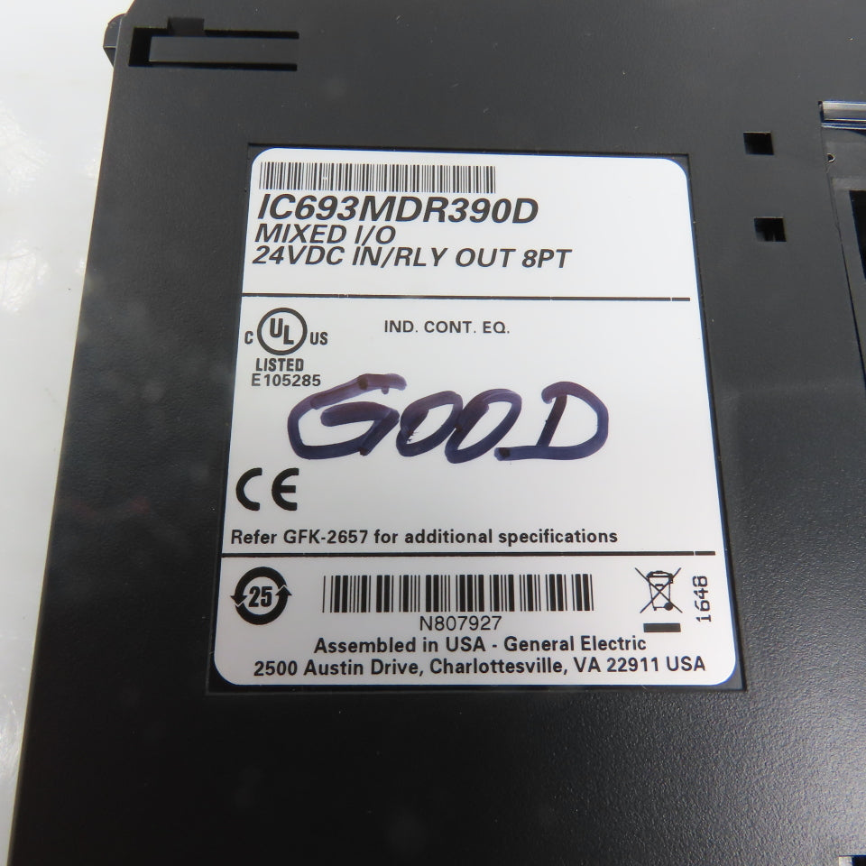 GE Fanuc IC693MDR390D 8 Point 24VDC Mixed I/O Relay Module (Very Clean)